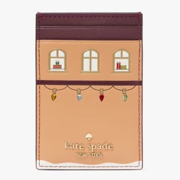 NWT Kate Spade Gingerbread Toy House Small Slim Cardholder Case Wallet - Picture 2 of 3